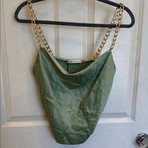 Alice + Olivia Olive Green Chain-Handle Shoulder Bag